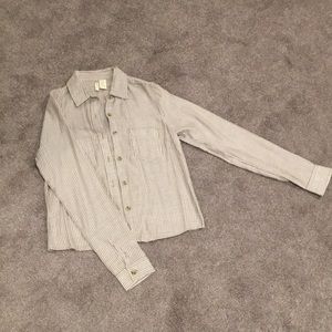 Taupe striped button down
